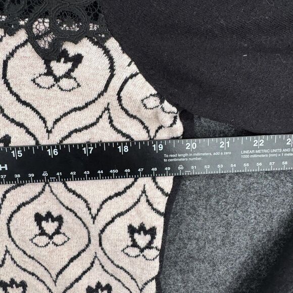 Anthropologie Knitted & Knotted Sweater Women's XL Black Cream Jacquard - Picture 5 of 10